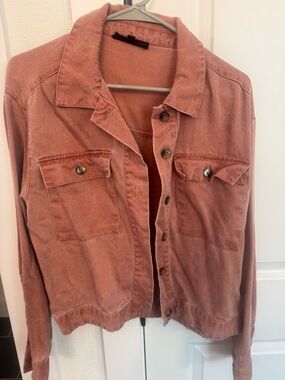 Jane and Delancey Washed Rose Button-Front Shirt Jacket